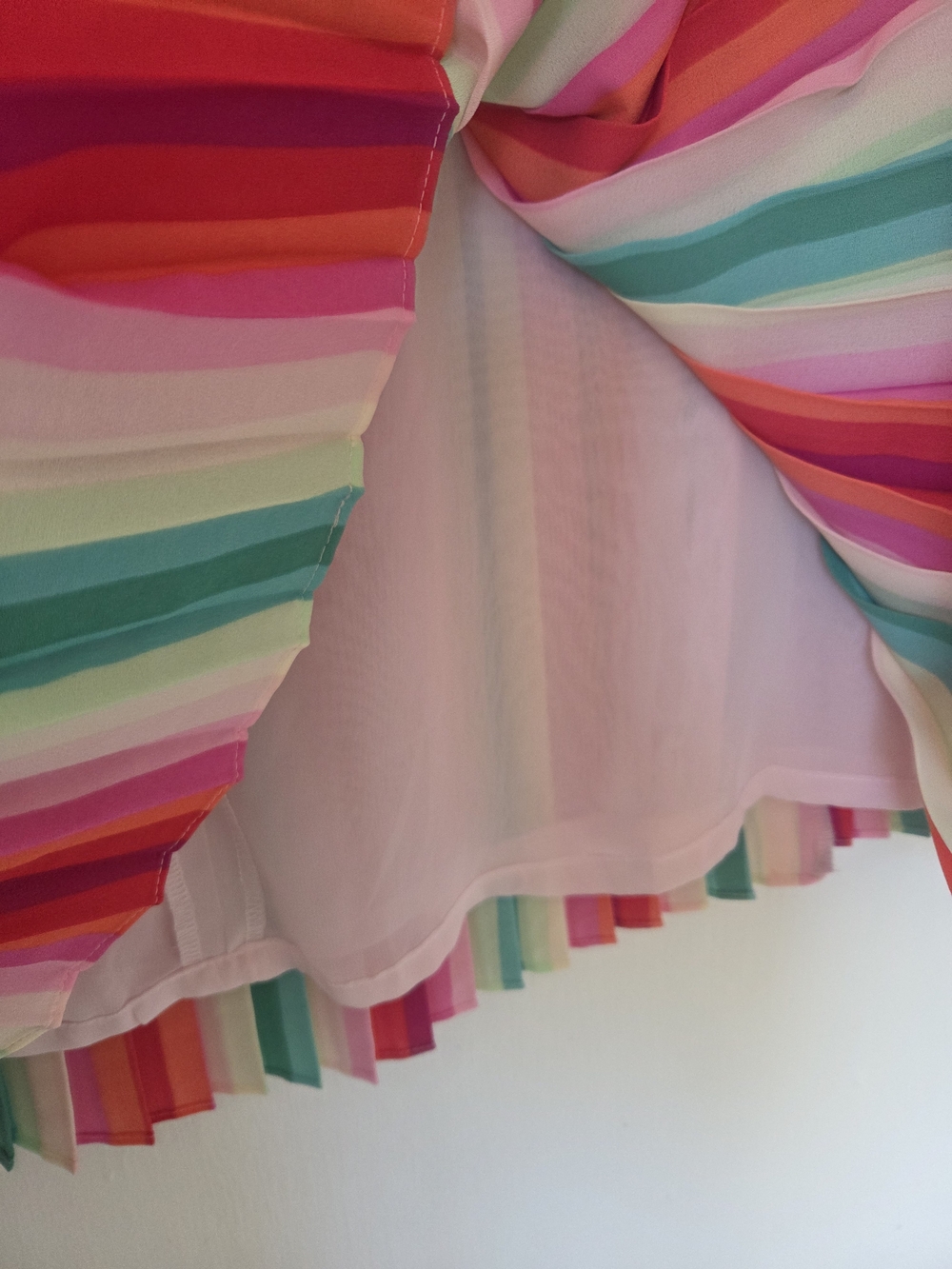J. Crew Watermelon Colorful Striped Pleated Midi Skirt Multi-Color 6 Medium - Picture 7 of 11